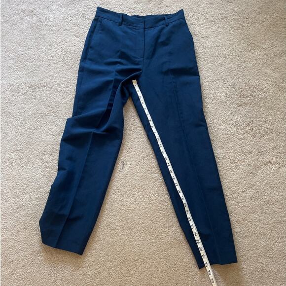 Akris Punto Linen Blend Straight Leg Dress Pants Trousers Size 6 Navy Minimalist - Picture 7 of 7